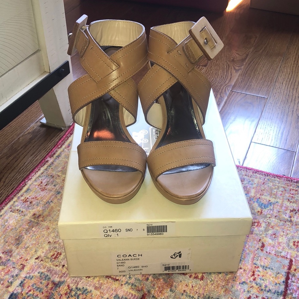 Coach tan suede heels